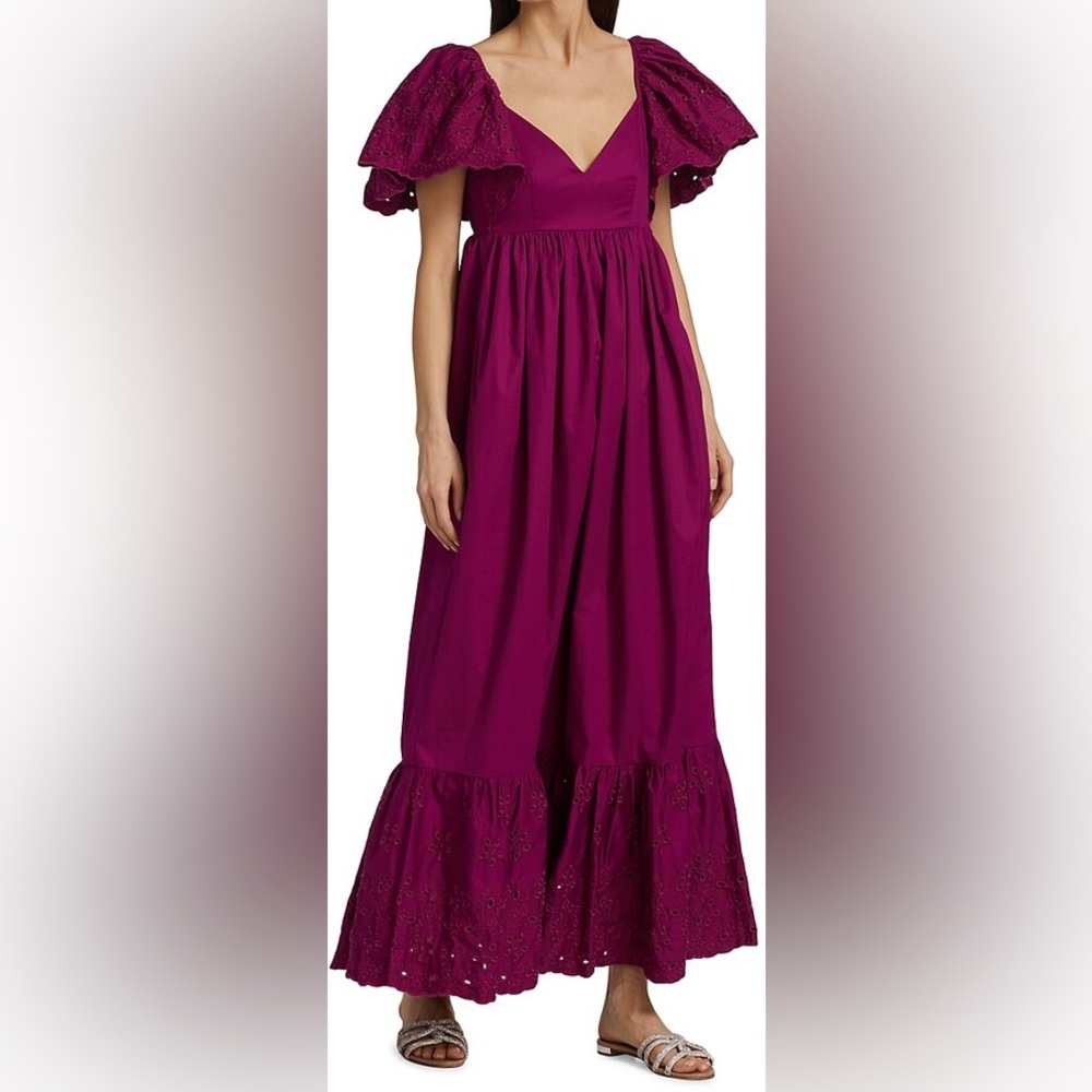 En Saison Barnette Eyelet Maxi Dress XS Purple NEW